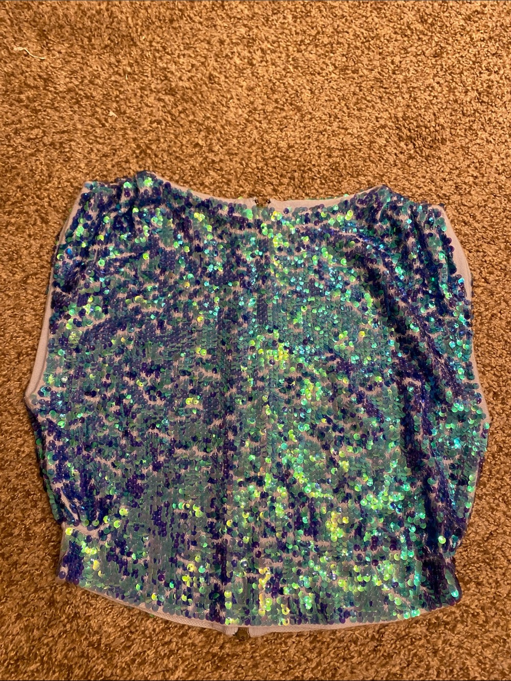 Iridescent Sequin Sweater Tank Top in Aqua/Blue